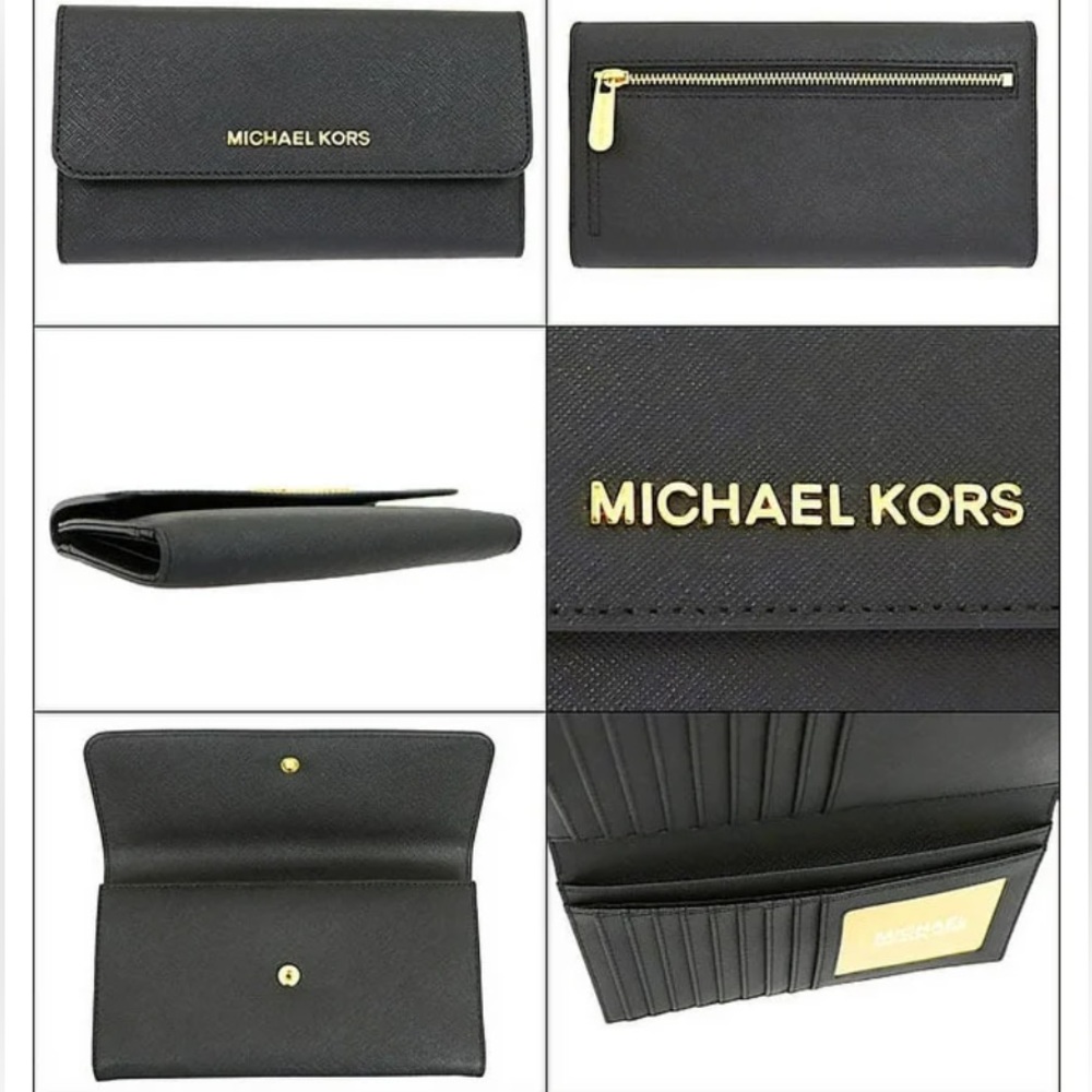 NWT Michael Kors | Jet Set Trifold Wallet | Black - Picture 2 of 7